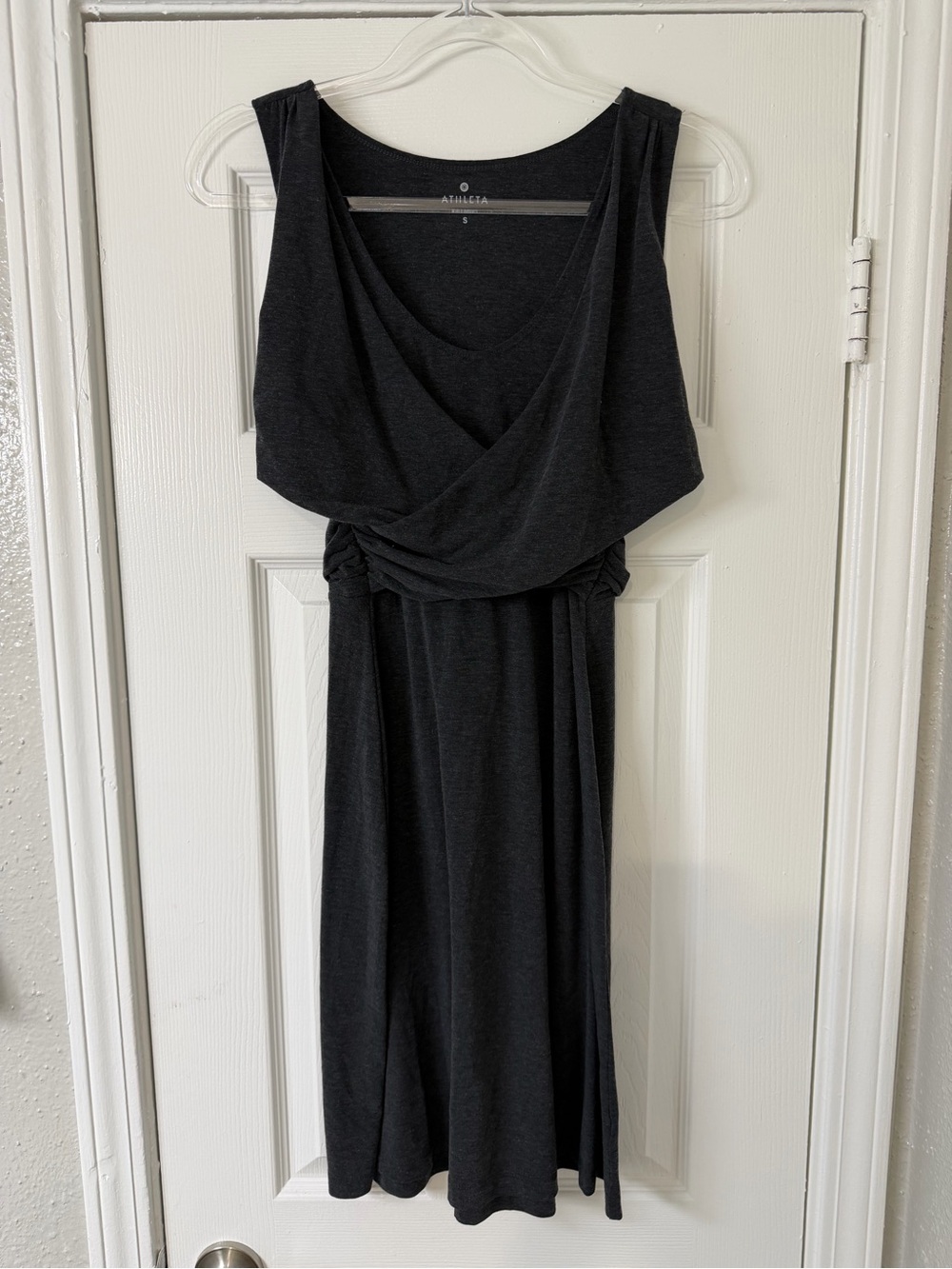 Athleta Adriana Faux‎ Wrap Sleeveless V-Neck Mini Dress Charcoal Gray Size Small